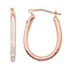 14k Gold-bonded Sterling Silver Crystal U-hoop Earrings, Women's, White