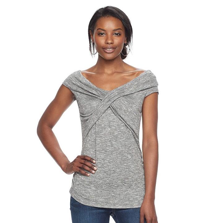 Women's Juicy Couture Faux-wrap Tee, Size: Large, Dark Grey