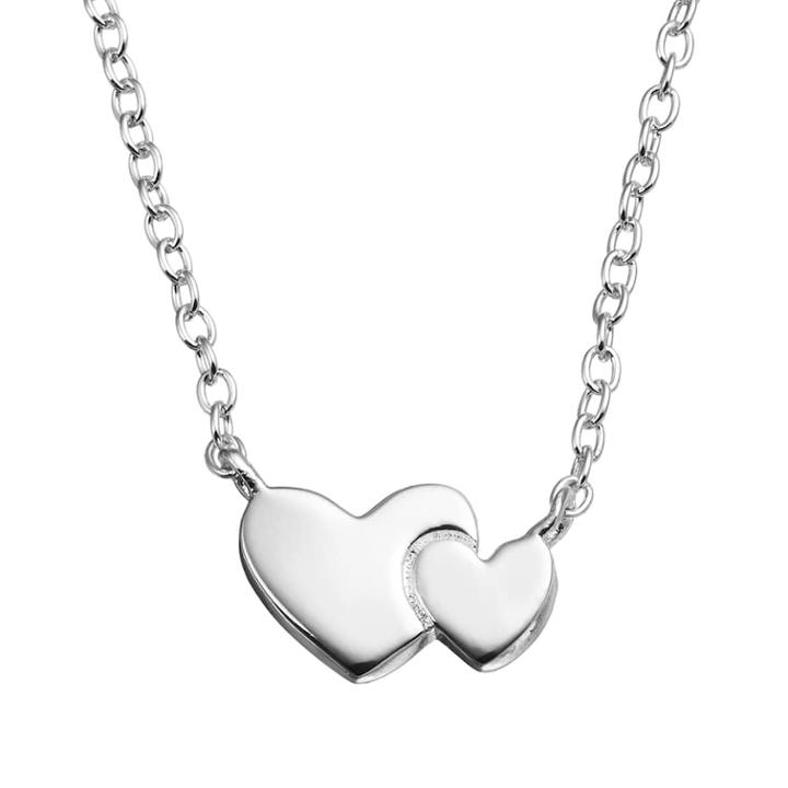 Sterling Silver Double Heart Necklace, Women's, Grey
