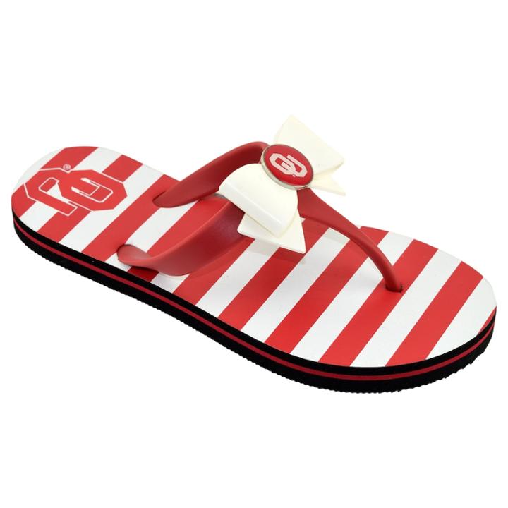 Women's College Edition Oklahoma Sooners Bow Flip-flops, Size: Medium, Dark Red