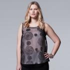 Plus Size Simply Vera Vera Wang Embroidered Popover Tank, Women's, Size: 2xl, Black