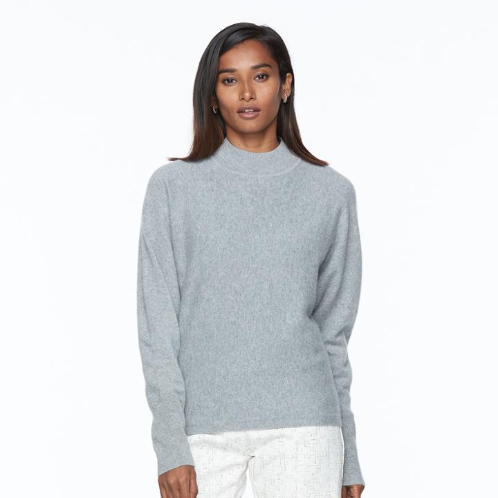 Women's Apt. 9&reg; Mockneck Cashmere Sweater, Size: Large, Grey Other