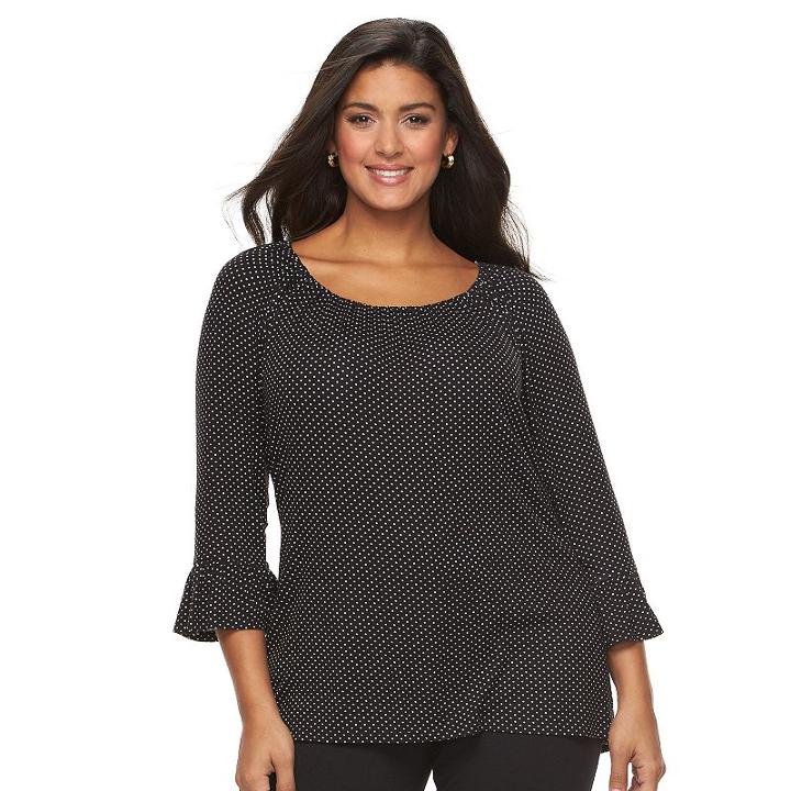 Plus Size Croft & Barrow® Bell Sleeve Peasant Top, Women's, Size: 2xl, White Oth