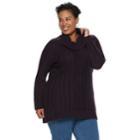 Plus Size Napa Valley Cable-knit Cowlneck Tunic Sweater, Women's, Size: 2xl, Purple