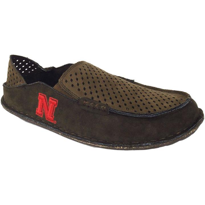 Men's Nebraska Cornhuskers Cayman Perforated Moccasin, Size: 9, Brown