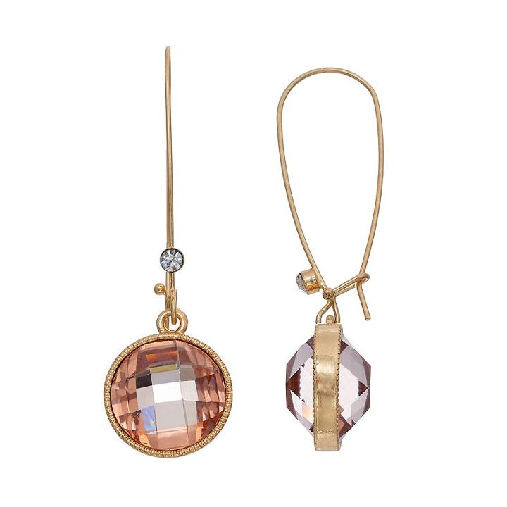 Simply Vera Vera Wang Nickel Free Pink Faceted Stone Round Drop Earrings, Women's, Light Pink