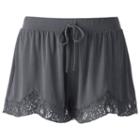 Juniors' Mudd&reg; Lace Hem Shortie Shorts, Teens, Size: Medium, Grey