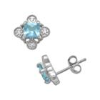 Sterling Silver Lab-created Blue Topaz And Diamond Accent Stud Earrings, Women's