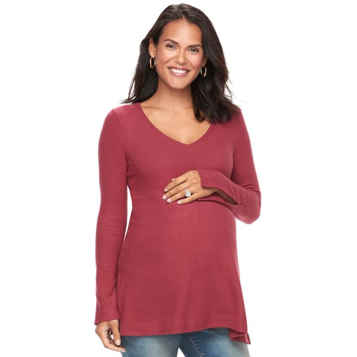 Maternity A:glow V-neck Sweater, Women's, Size: Xl-mat, Dark Red