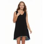 Women's Portocruz High-low Cover-up Tunic, Size: Medium, Black Blue