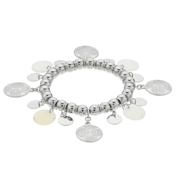 Bead & Disc Charm Stretch Bracelet, Women's, White
