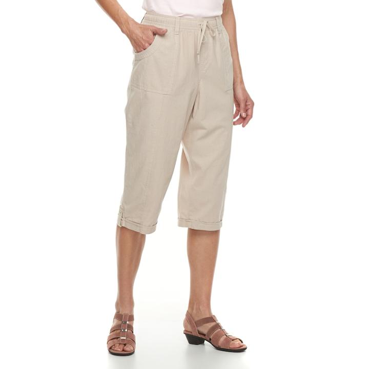 Women's Gloria Vanderbilt Thea Sheeting Button-tab Capris, Size: Xl, Med Beige