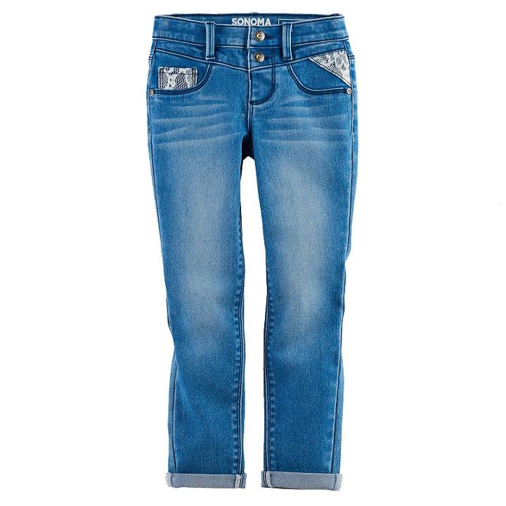 Girls 4-12 Sonoma Goods For Life&trade; Lace Detail Jeggings, Size: 5, Blue (navy)