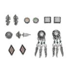 Mudd&reg; Antiqued Dreamcatcher & Feather Nickel Free Earring Set, Women's, Silver