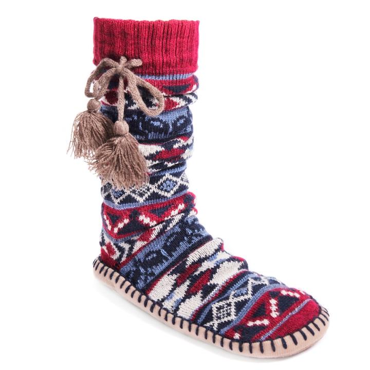 Women's Muk Luks Pom Pom Slipper Socks, Size: S-m, Med Red