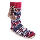 Women's Muk Luks Pom Pom Slipper Socks, Size: S-m, Med Red