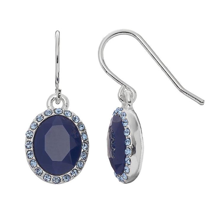 Chaps Blue Oval Halo Drop Earrings, Women's, Navy