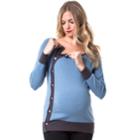 Maternity Pip & Vine By Rosie Pope Snap Nursing Sweater, Women's, Size: M/l-mat, Blue Other