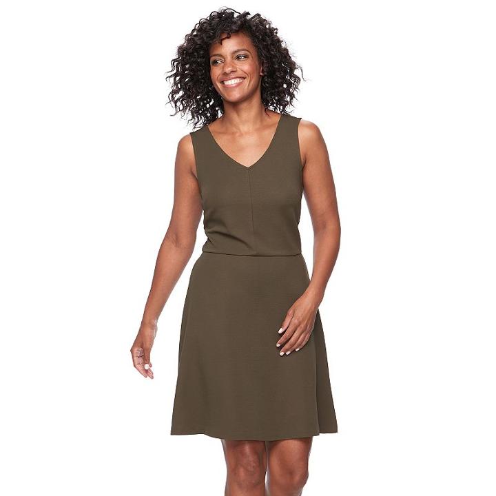 Women's Apt. 9&reg; Ponte Fit & Flare Dress, Size: Xxl, Green