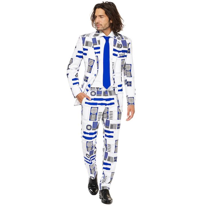 Men's Opposuits Slim-fit Star Wars R2-d2 Novelty Suit & Tie Set, Size: 42 - Regular, Gray Blue