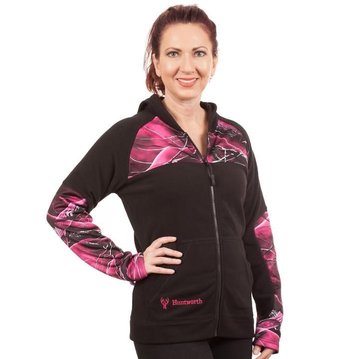 Women's Huntworth Camo Fleece Full-zip Hoodie, Size: Xl, Black