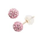 Junior Jewels 10k Gold Crystal Ball Stud Earrings - Kids, Girl's, Pink