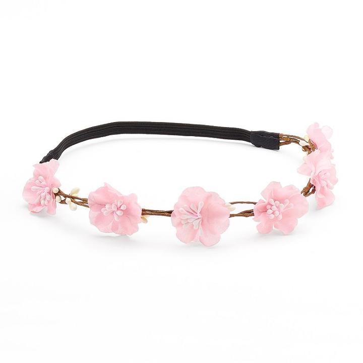 Mudd&reg; Pink Flower & Branch Elastic Headband, Women's, Light Pink