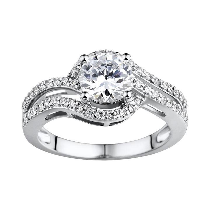 Diamonluxe Sterling Silver 2.15-ct. T.w. Simulated Diamond Openwork Swirl Ring, Women's, Size: 6, White