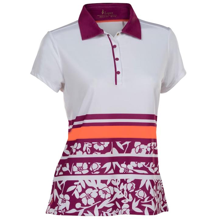 Women's Nancy Lopez Pretty Short Sleeve Golf Polo, Size: Small, White