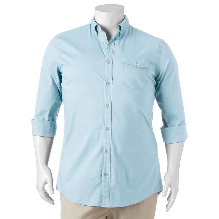 Big & Tall Sonoma Goods For Life&trade; Flexwear Modern-fit Poplin Button-down Shirt, Men's, Size: 3xb, Med Blue