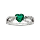 Lab-created Emerald And Diamond Accent Sterling Silver Heart Bypass Ring, Women's, Size: 8, Green