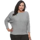 Plus Size Jennifer Lopez Ribbed Dolman Sweater, Women's, Size: 0x, Light Grey