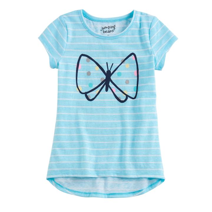 Girls 4-10 Jumping Beans® Striped Butterfly Hi Low Top, Size: 4, Turquoise/blue (turq/aqua)