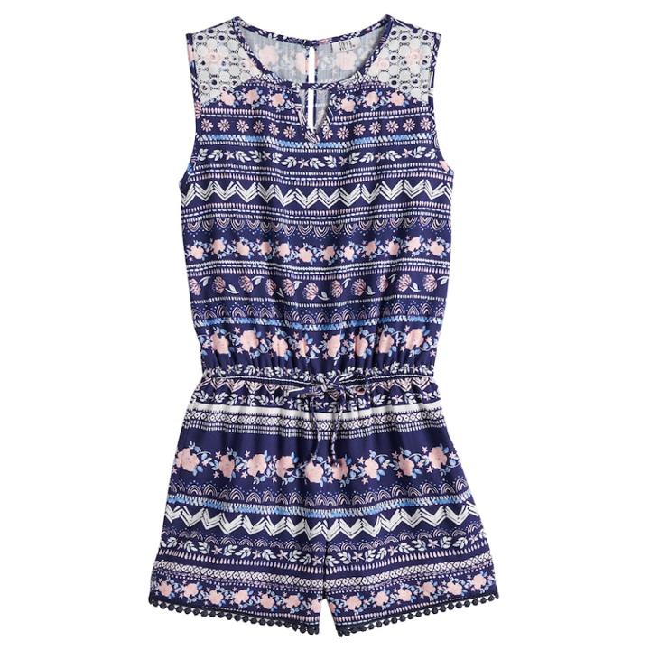 Girls 7-16 Joey B Challis Keyhole Romper, Size: Large, Blue