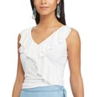 Women's Chaps Ruffled Tank, Size: Large, White