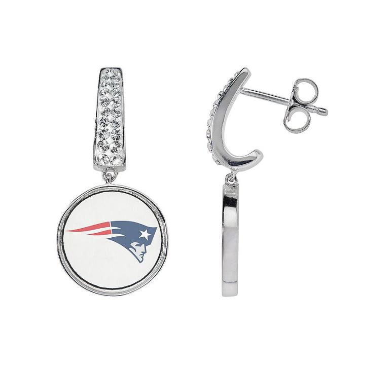 New England Patriots Team Logo Drop Earrings, Women's, White