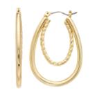 Napier Textured Double Oval Hoop Earrings, Women's, Gold