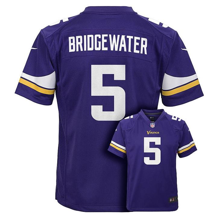 Boys 8-20 Nike Minnesota Vikings Teddy Bridgewater Game Nfl Replica Jersey, Boy's, Size: M(10-12), Purple