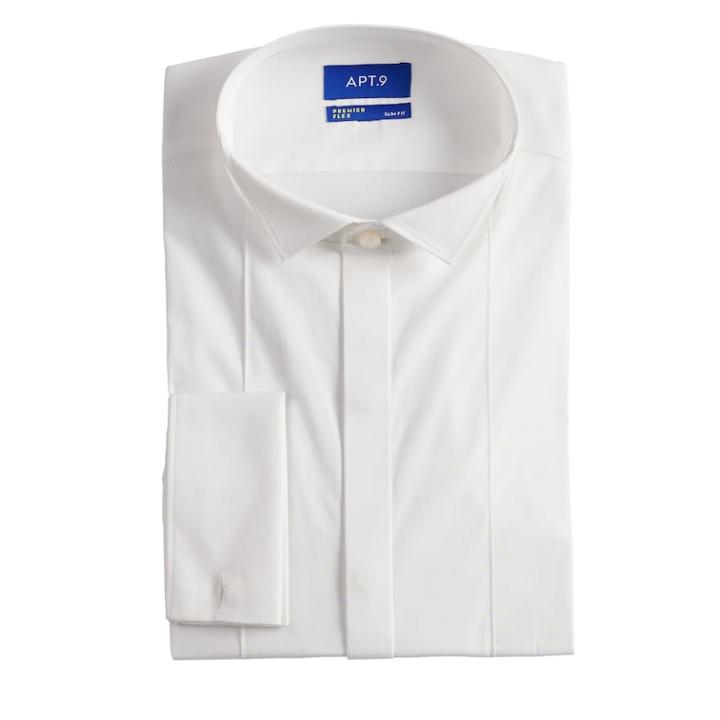 Men's Apt. 9® Slim-fit Wing-tip Collar Stretch Dress Shirt, Size: 15.5-32/33, White