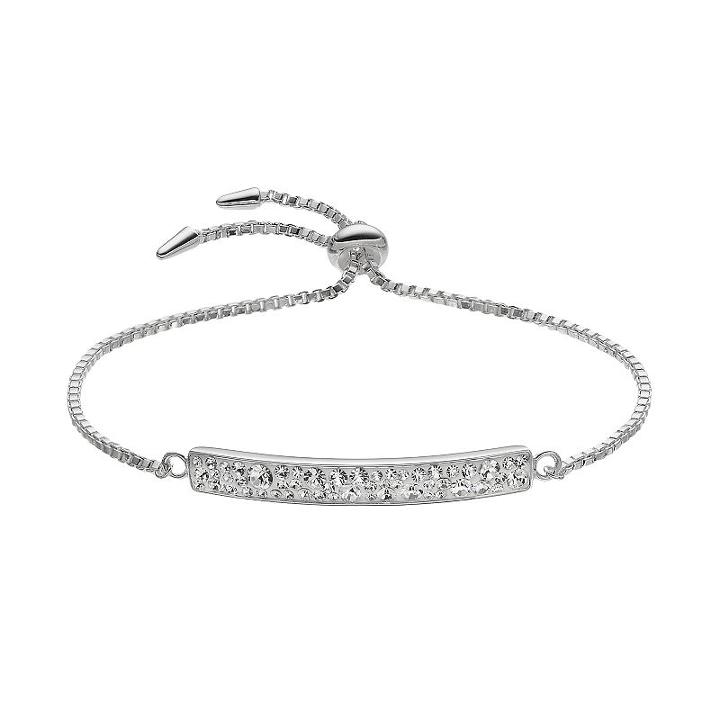 Confetti Clear Crystal Bolo Bracelet, Women's, White