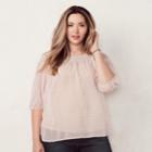 Plus Size Lc Lauren Conrad Pintuck Peasant Top, Women's, Size: 1xl, Purple