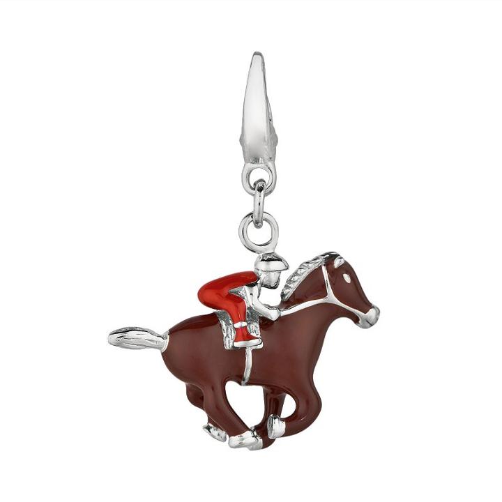 Sterling Silver Race Horse Charm, Women's, Grey