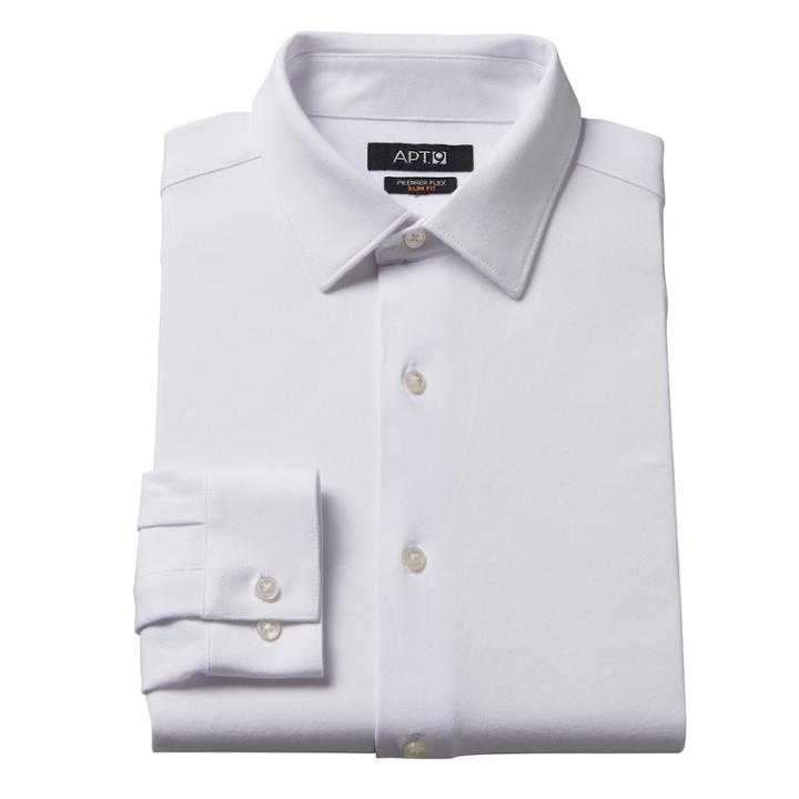 Men's Apt. 9&reg; Premier Flex Slim-fit Stretch Knit Dress Shirt, Size: 16.5 36/37, White