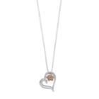 Two Tone Sterling Silver 1/10 Carat T.w. Diamond Paw Heart Pendant Necklace, Women's, Size: 18, White