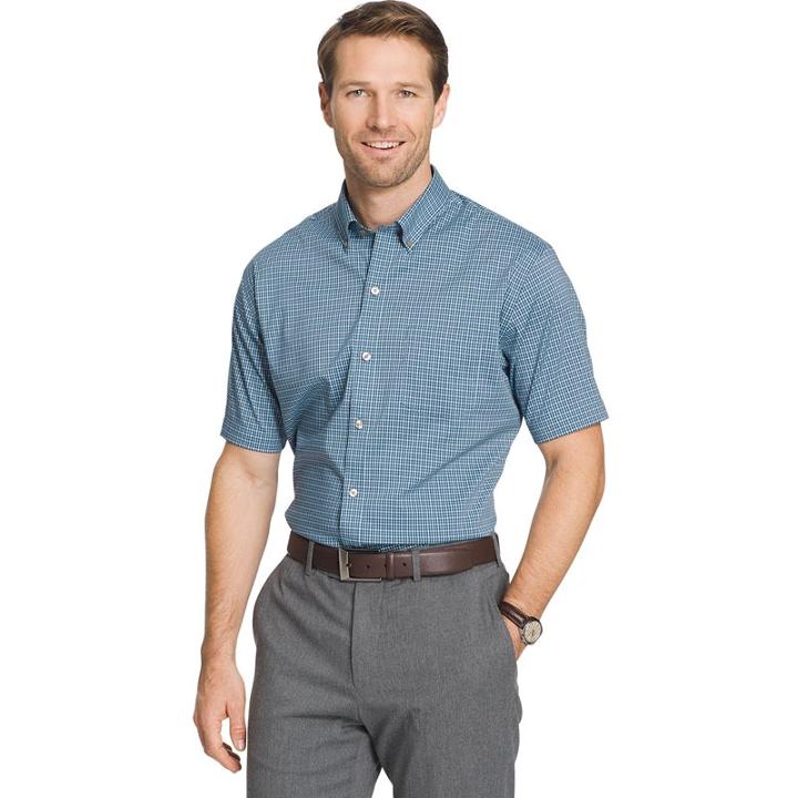 Big & Tall Van Heusen Flex Stretch Short Sleeve Button-down Shirt, Men's, Size: Xl Tall, Blue Other