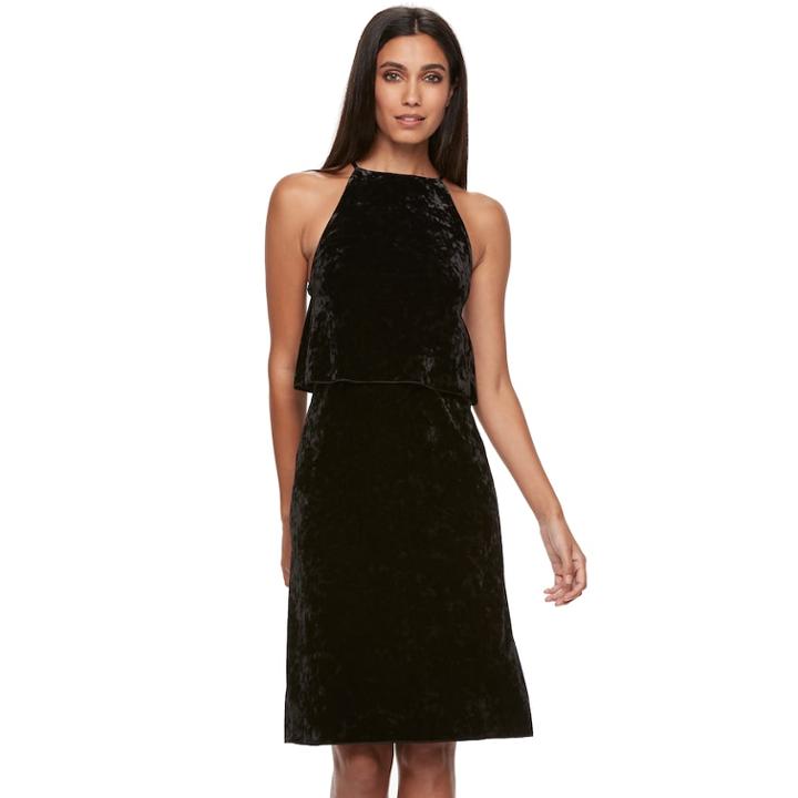 Women's Apt. 9&reg; Popover Velvet Slip Dress, Size: Small, Black