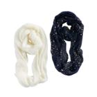 Girls 4-16 2-pk. Night Sky Print & Open Knit Infinity Scarves, Blue (navy)