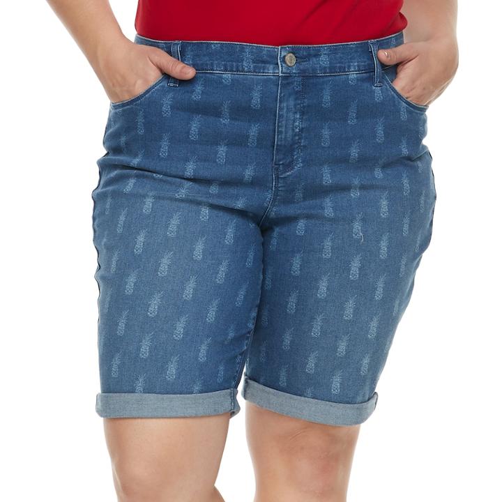 Plus Size Croft & Barrow&reg; Denim Bermuda Shorts, Women's, Size: 16 W, Med Blue