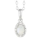 Sterling Silver Opal & Diamond Accent Oval Halo Pendant, Women's, Size: 18, White