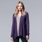 Women's Simply Vera Vera Wang Flyaway Cardigan, Size: Xl, Drk Purple